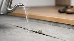 除草剤なしで雑草対策、コンクリートの隙間は熱湯でラクにする方法